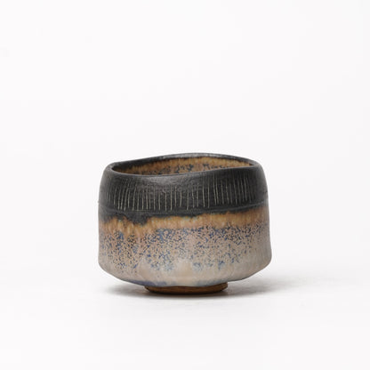 Nobuhito Nakaoka Colored Ash Glaze Guinomi Sake Cup with Gold