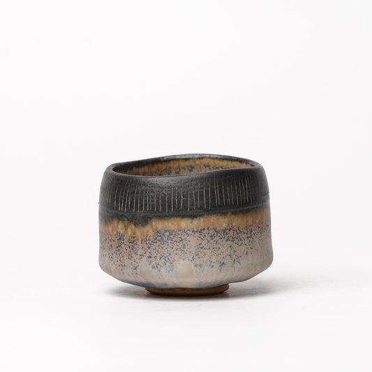 Nobuhito Nakaoka Colored Ash Glaze Guinomi Sake Cup with Gold
