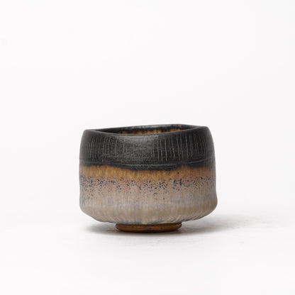 Nobuhito Nakaoka Colored Ash Glaze Guinomi Sake Cup with Gold