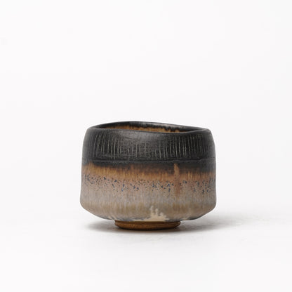 Nobuhito Nakaoka Colored Ash Glaze Guinomi Sake Cup with Gold