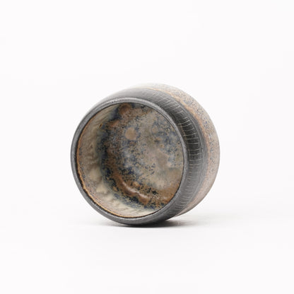 Nobuhito Nakaoka Colored Ash Glaze Guinomi Sake Cup with Gold