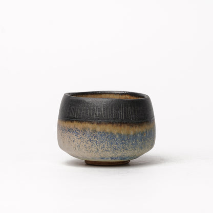 Nobuhito Nakaoka Colored Ash Glaze Guinomi Sake Cup with Gold