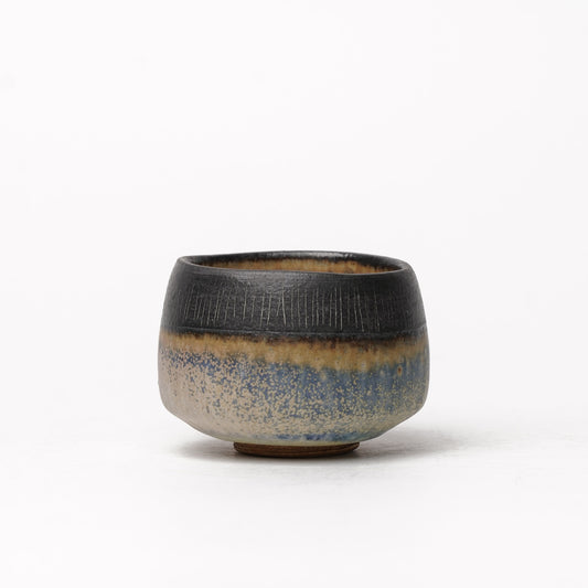 Nobuhito Nakaoka Colored Ash Glaze Guinomi Sake Cup with Gold