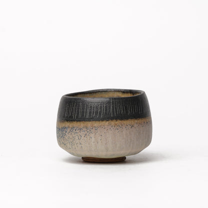 Nobuhito Nakaoka Colored Ash Glaze Guinomi Sake Cup with Gold
