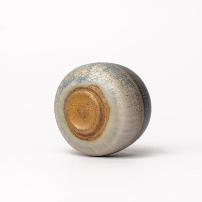 Nobuhito Nakaoka Colored Ash Glaze Guinomi Sake Cup with Gold