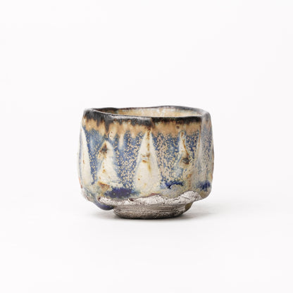 Nobuhito Nakaoka Colored Ash Glaze Guinomi Sake Cup with Silver