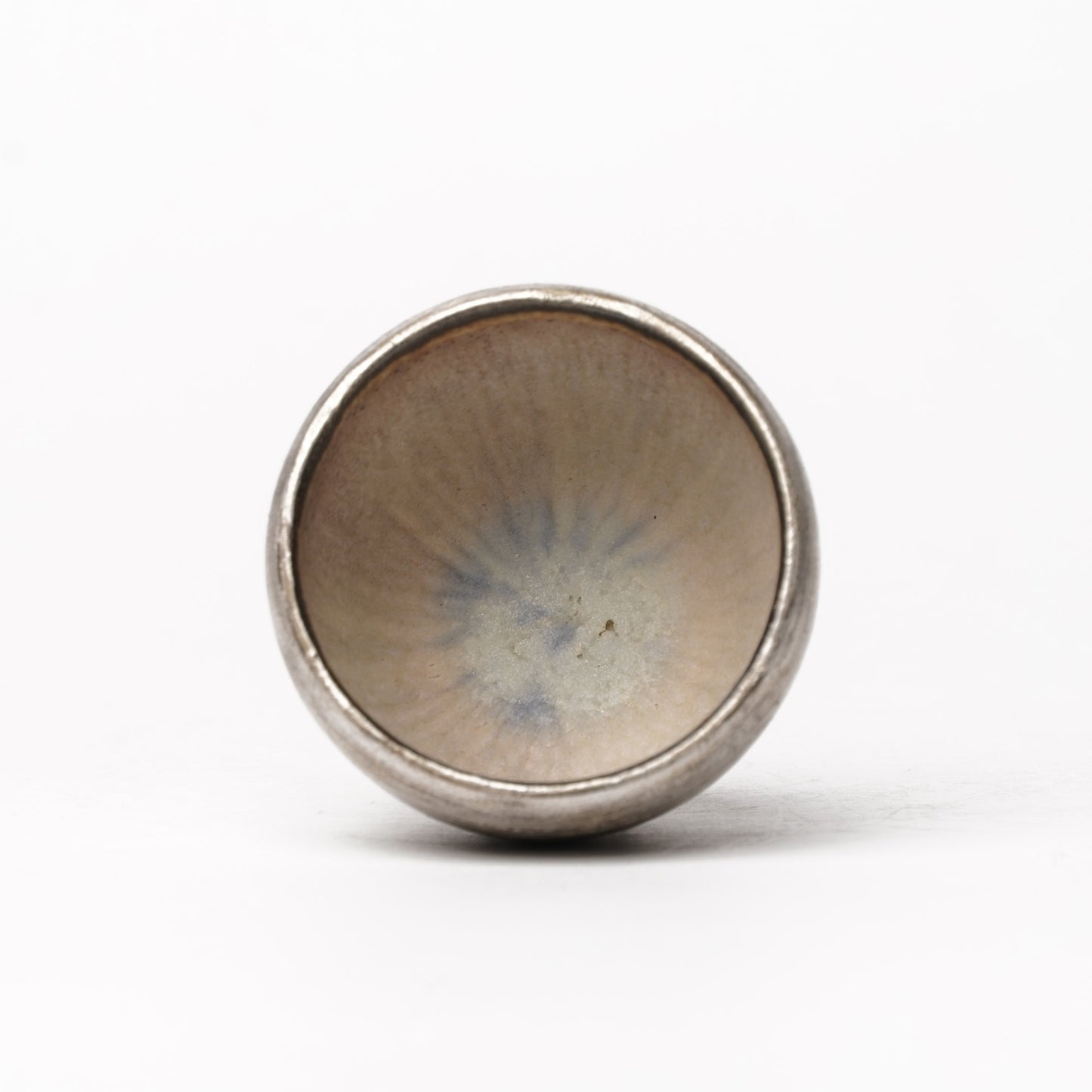 Nobuhito Nakaoka Colored Ash Glaze Guinomi Sake Cup with Silver Gold
