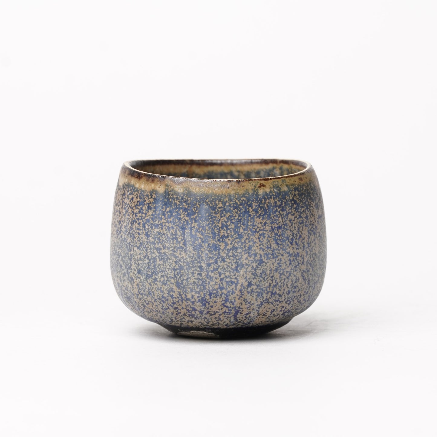 Nobuhito Nakaoka Colored Ash Glaze Guinomi Sake Cup with Silver Gold