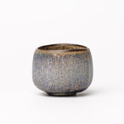 Nobuhito Nakaoka Colored Ash Glaze Guinomi Sake Cup with Silver Gold
