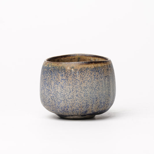 Nobuhito Nakaoka Colored Ash Glaze Guinomi Sake Cup with Silver Gold