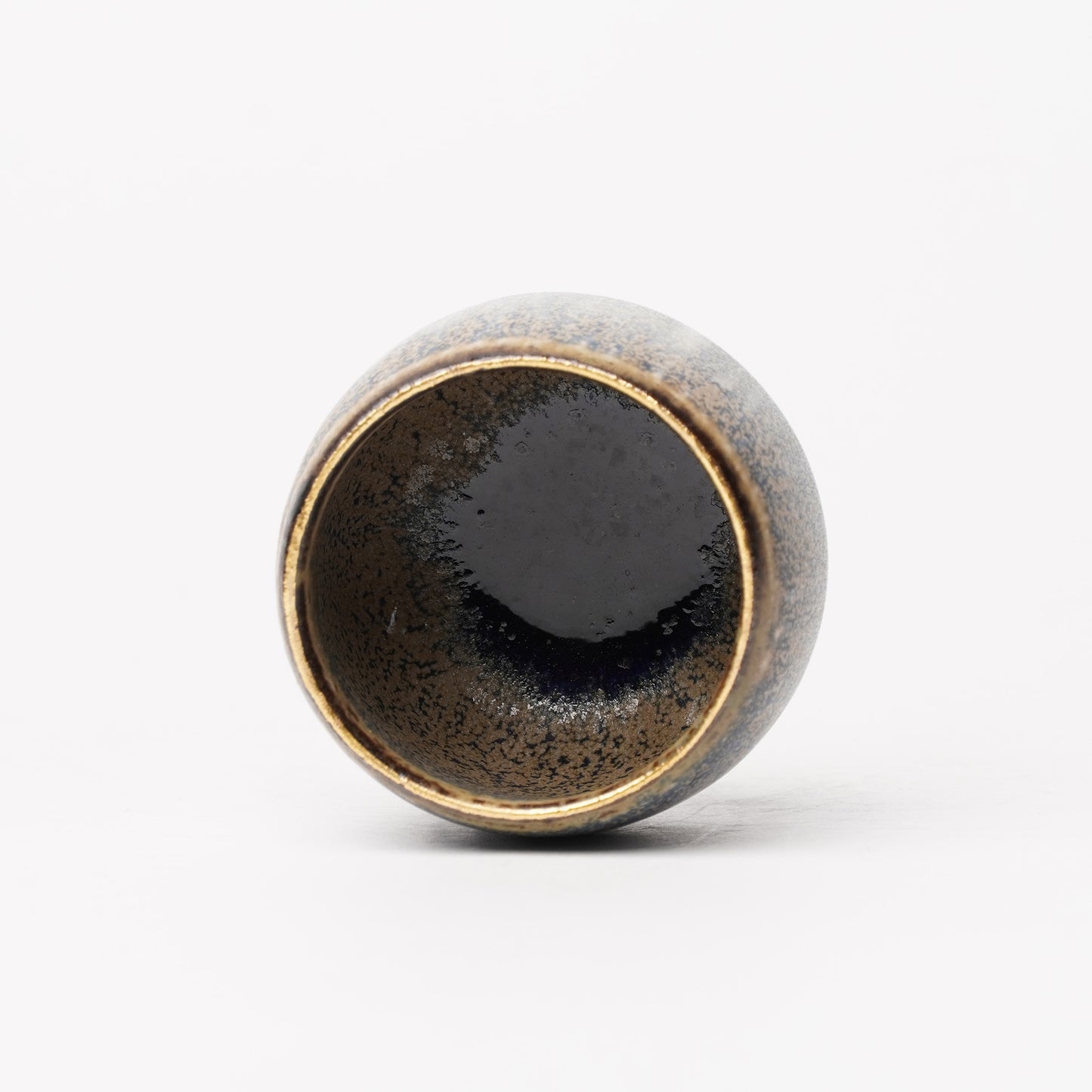 Nobuhito Nakaoka Colored Ash Glaze Guinomi Sake Cup with Silver Gold