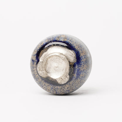Nobuhito Nakaoka Colored Ash Glaze Guinomi Sake Cup with Silver Gold