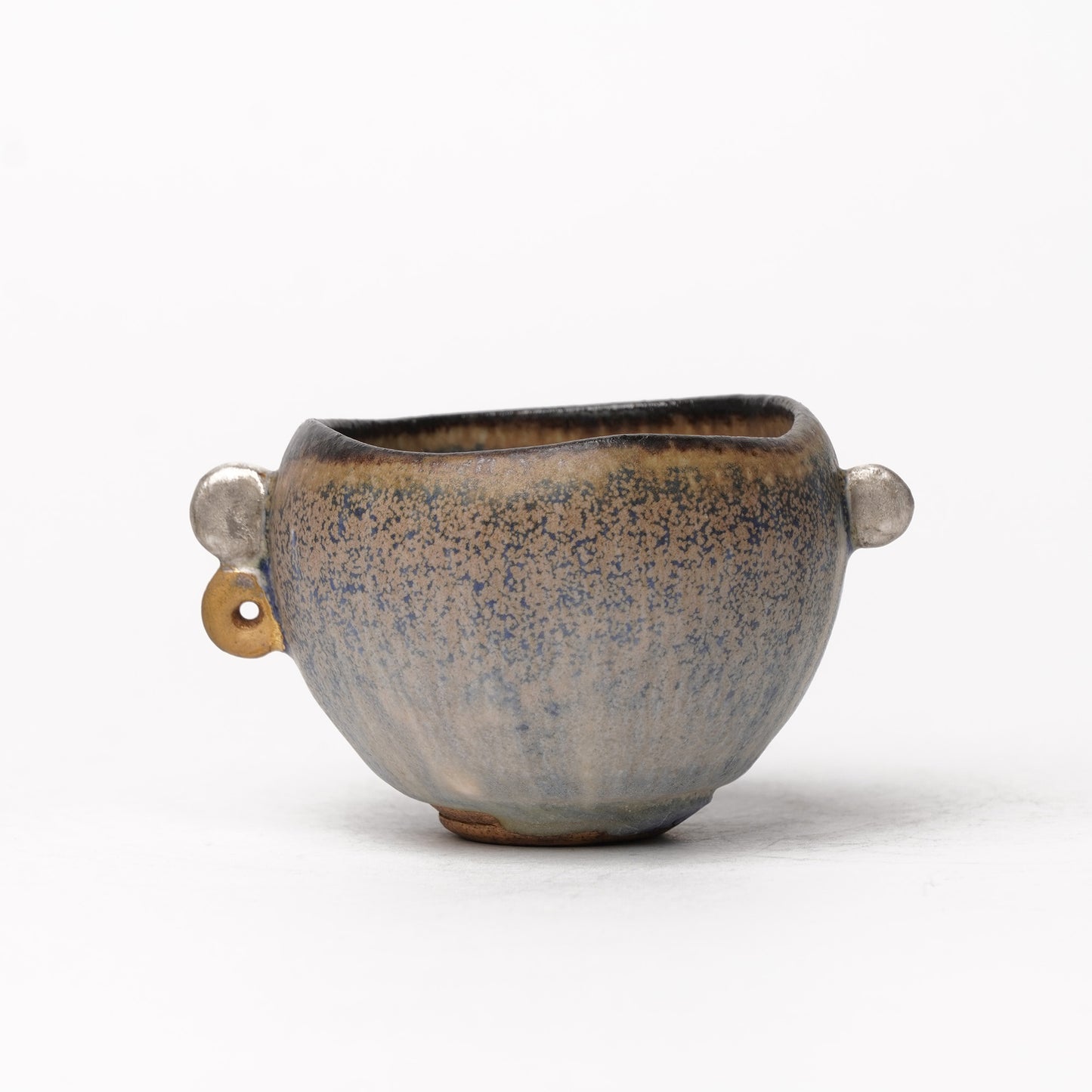 Nobuhito Nakaoka Colored Ash Glaze Cup with Silver Gold