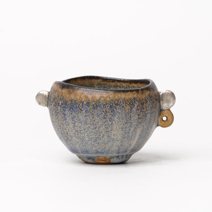 Nobuhito Nakaoka Colored Ash Glaze Cup with Silver Gold
