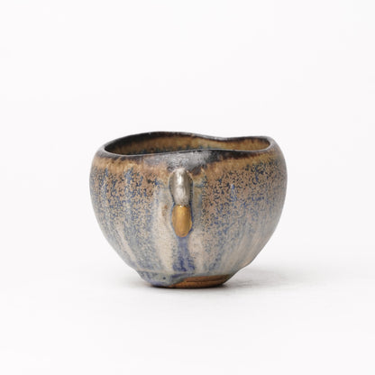 Nobuhito Nakaoka Colored Ash Glaze Cup with Silver Gold