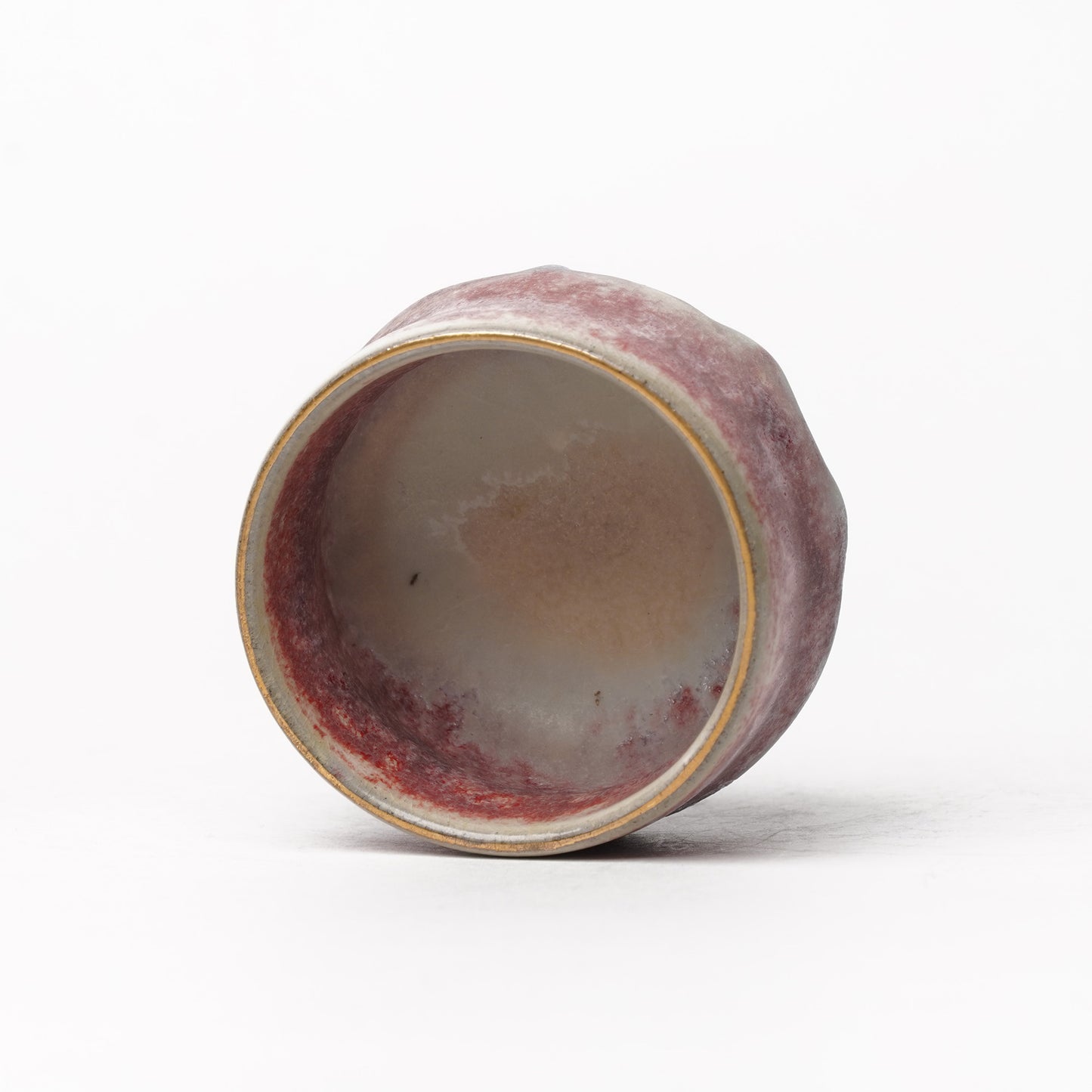 Nobuhito Nakaoka Colored Ash Glaze Guinomi Sake Cup with Gold