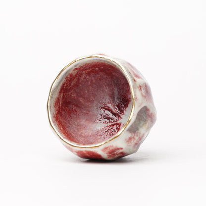 Nobuhito Nakaoka Colored Ash Glaze Guinomi Sake Cup with Gold