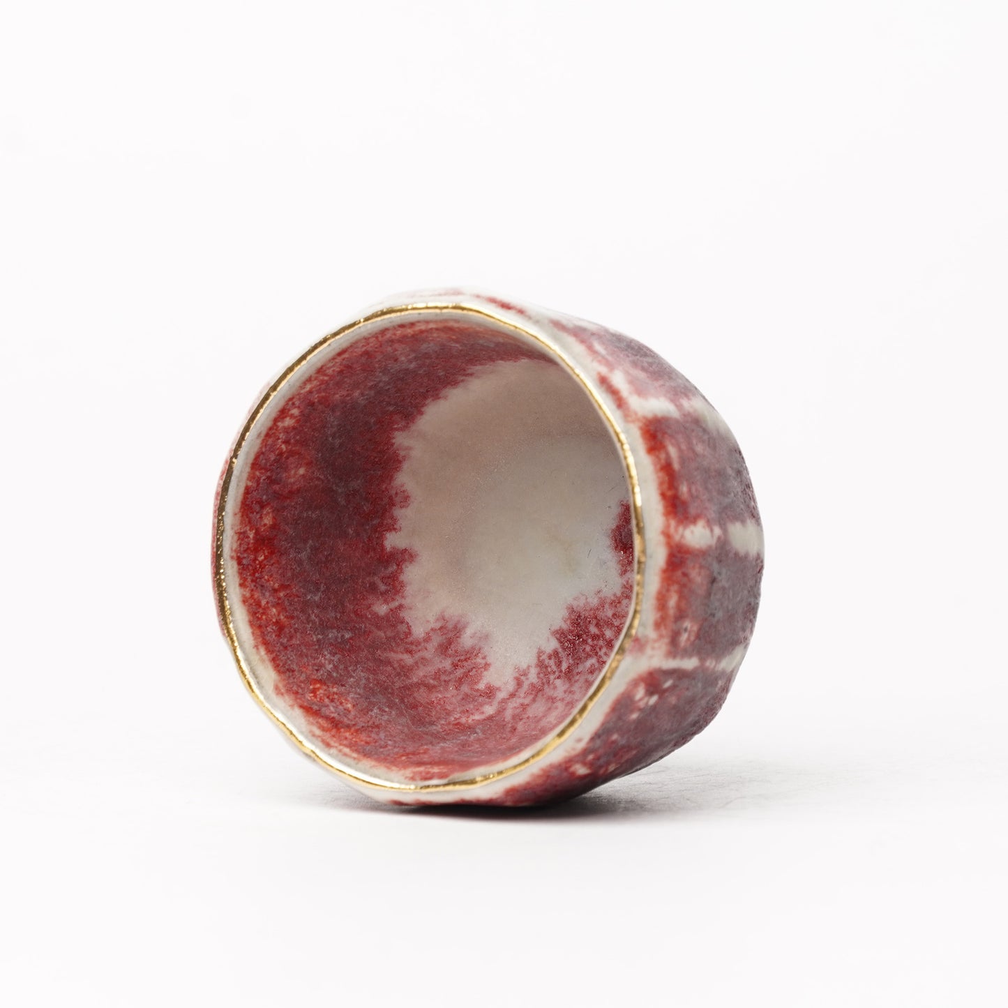Nobuhito Nakaoka Colored Ash Glaze Guinomi Sake Cup with Gold