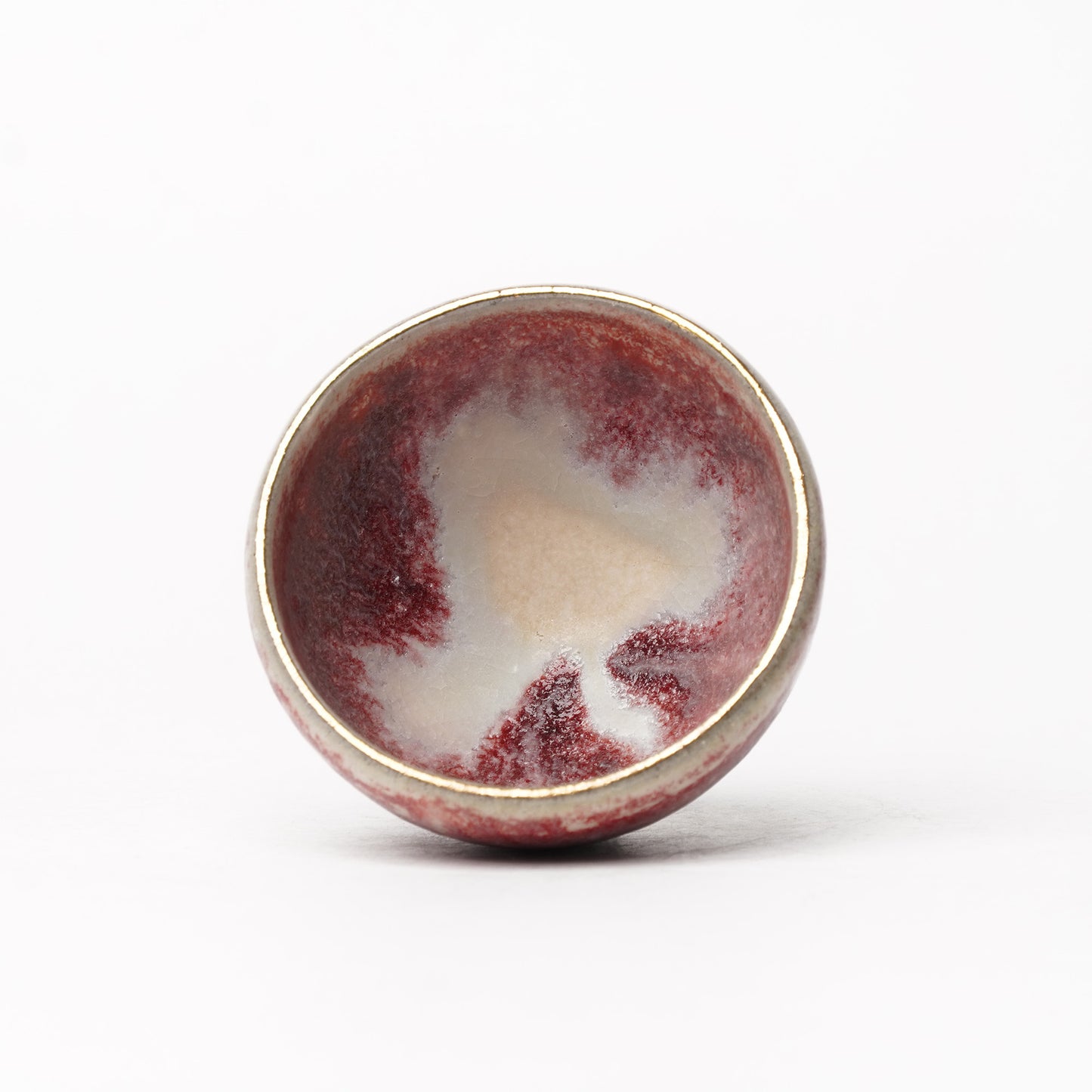 Nobuhito Nakaoka Colored Ash Glaze Guinomi Sake Cup with Gold