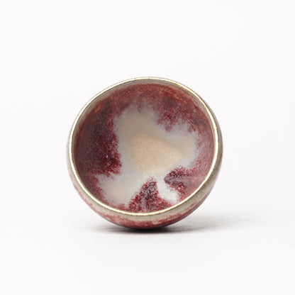 Nobuhito Nakaoka Colored Ash Glaze Guinomi Sake Cup with Gold