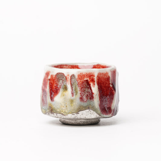 Nobuhito Nakaoka Colored Ash Glaze Guinomi Sake Cup with Silver Gold