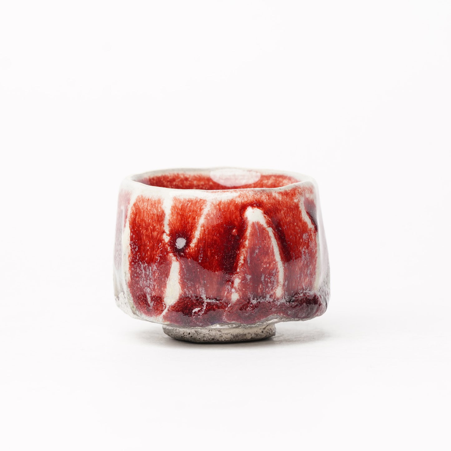 Nobuhito Nakaoka Colored Ash Glaze Guinomi Sake Cup with Silver Gold