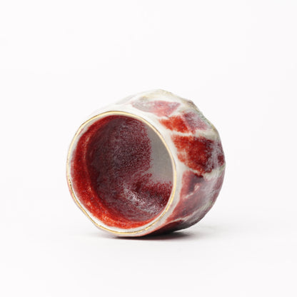 Nobuhito Nakaoka Colored Ash Glaze Guinomi Sake Cup with Silver Gold