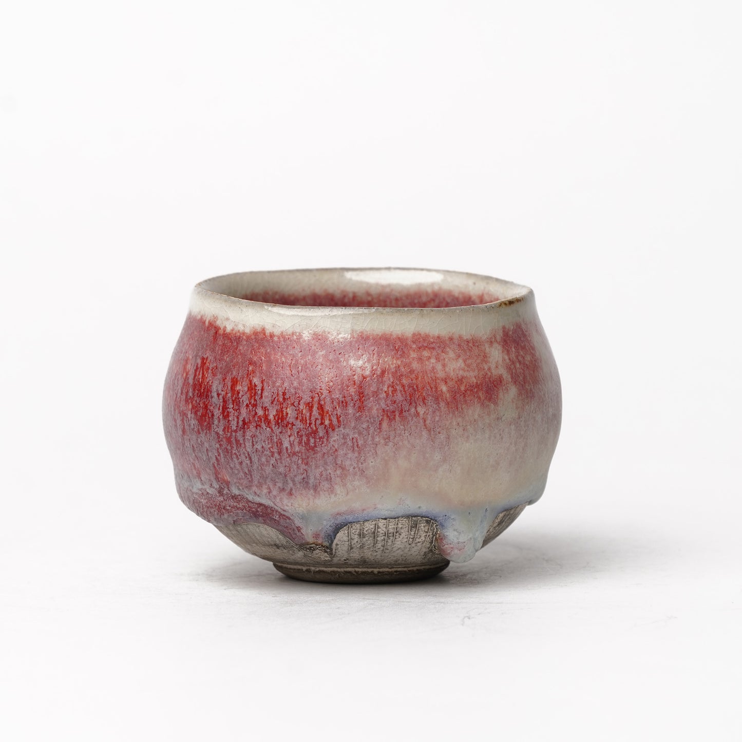 Nobuhito Nakaoka Colored Ash Glaze Guinomi Sake Cup with Silver Gold