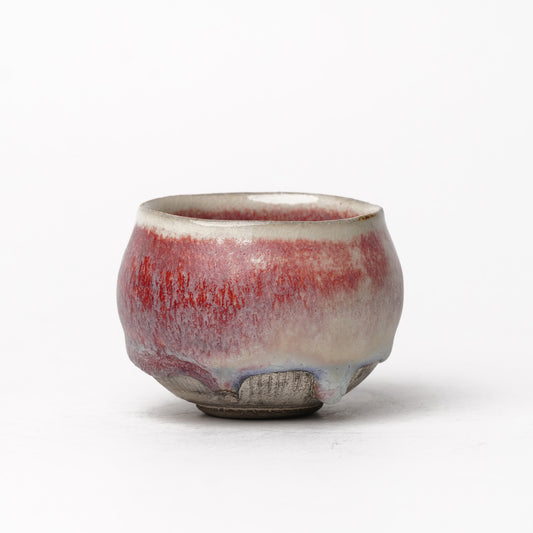 Nobuhito Nakaoka Colored Ash Glaze Guinomi Sake Cup with Silver Gold