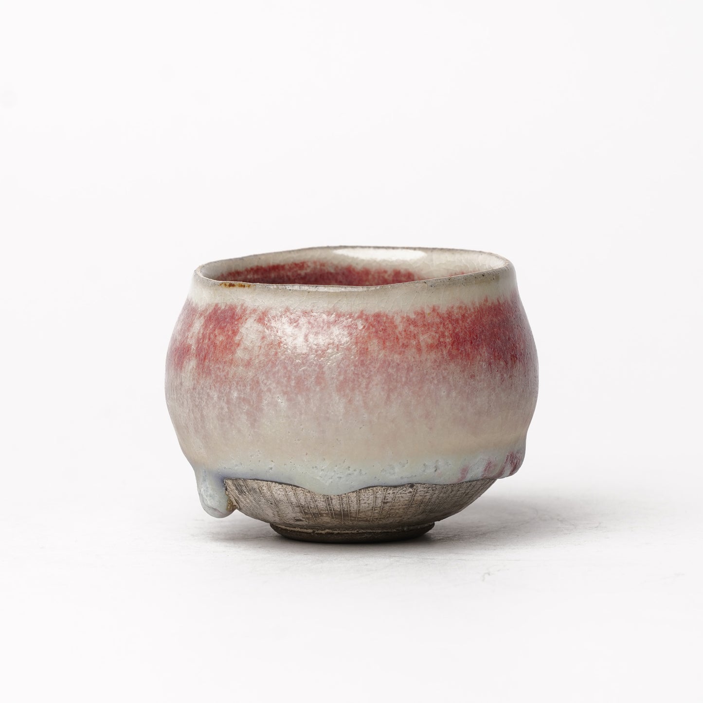 Nobuhito Nakaoka Colored Ash Glaze Guinomi Sake Cup with Silver Gold