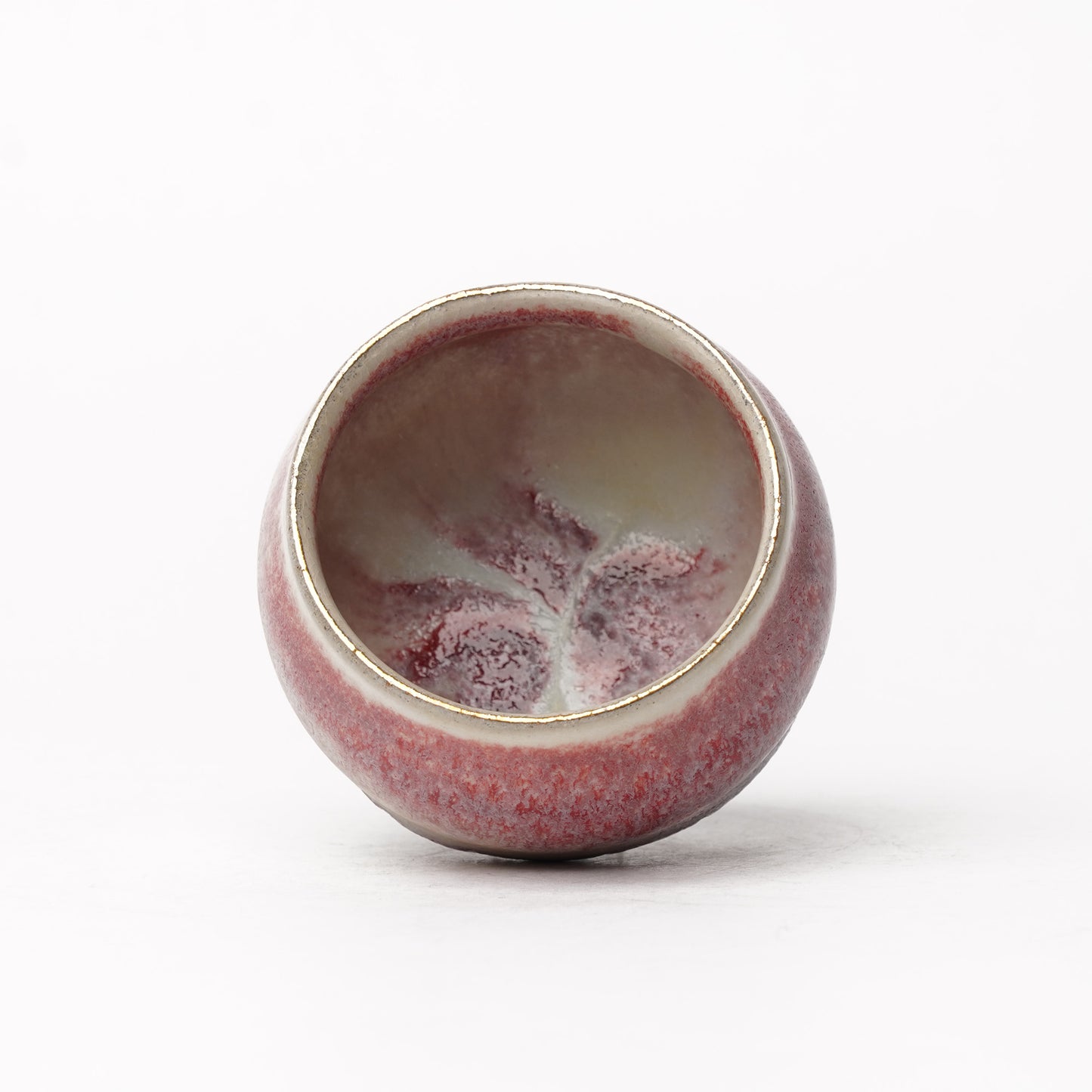 Nobuhito Nakaoka Colored Ash Glaze Guinomi Sake Cup with Silver Gold