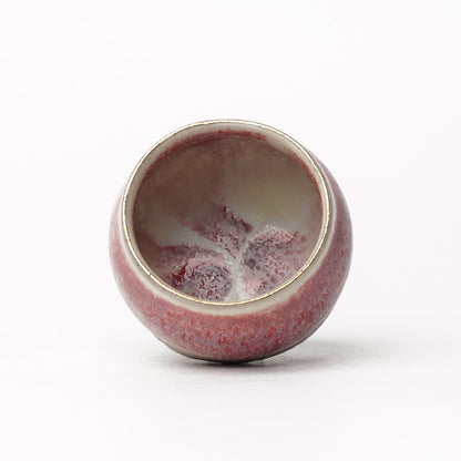 Nobuhito Nakaoka Colored Ash Glaze Guinomi Sake Cup with Silver Gold