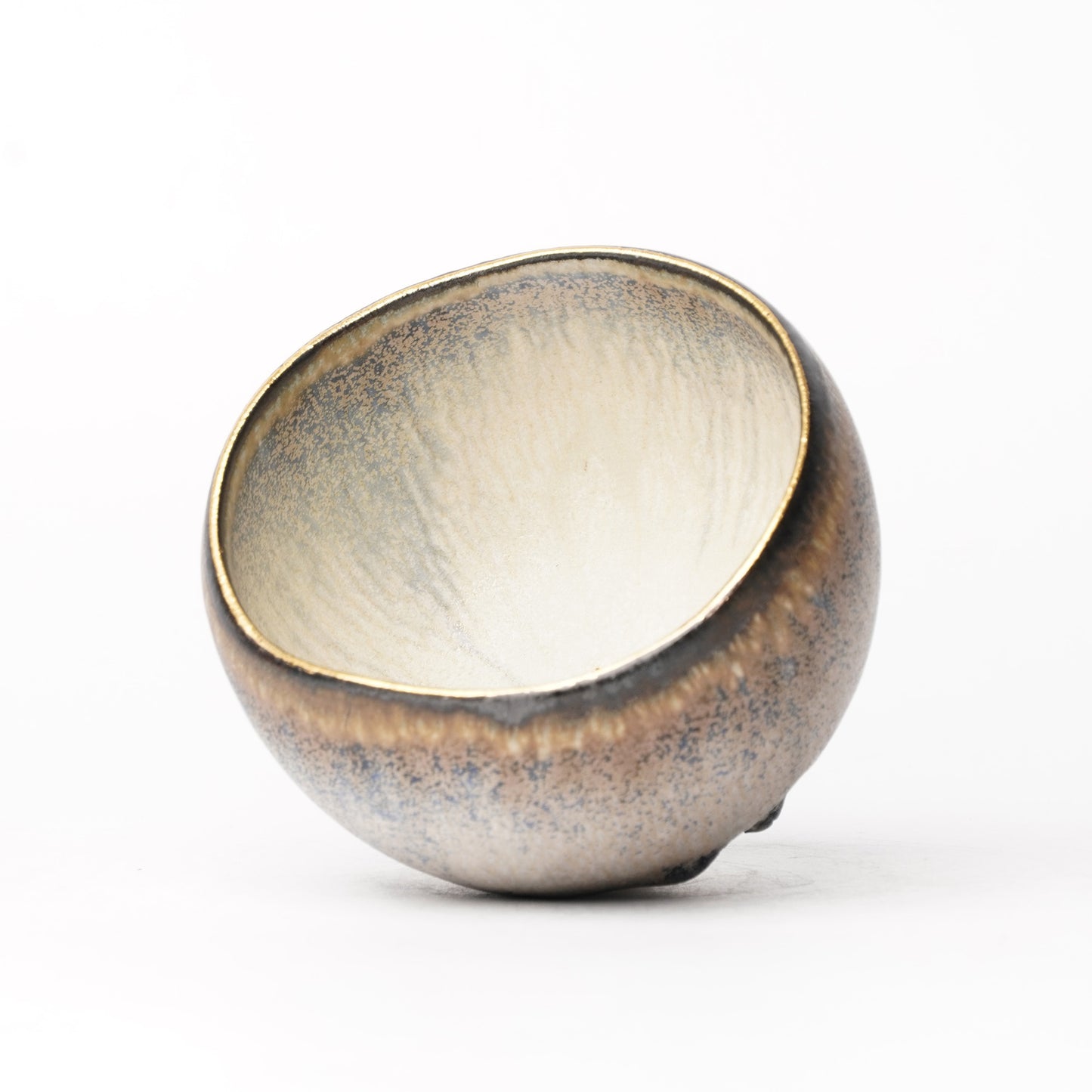 Nobuhito Nakaoka Colored Ash Glaze Cup with Silver Gold