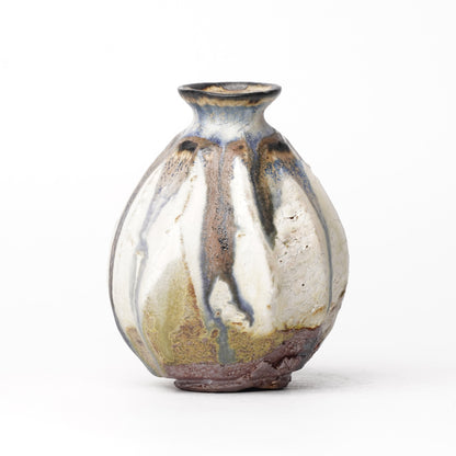 Nobuhito Nakaoka Colored Ash Glaze Tokkuri Sake Saucer