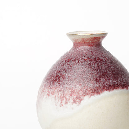 Nobuhito Nakaoka Colored Ash Glaze Tokkuri Sake Saucer with gold