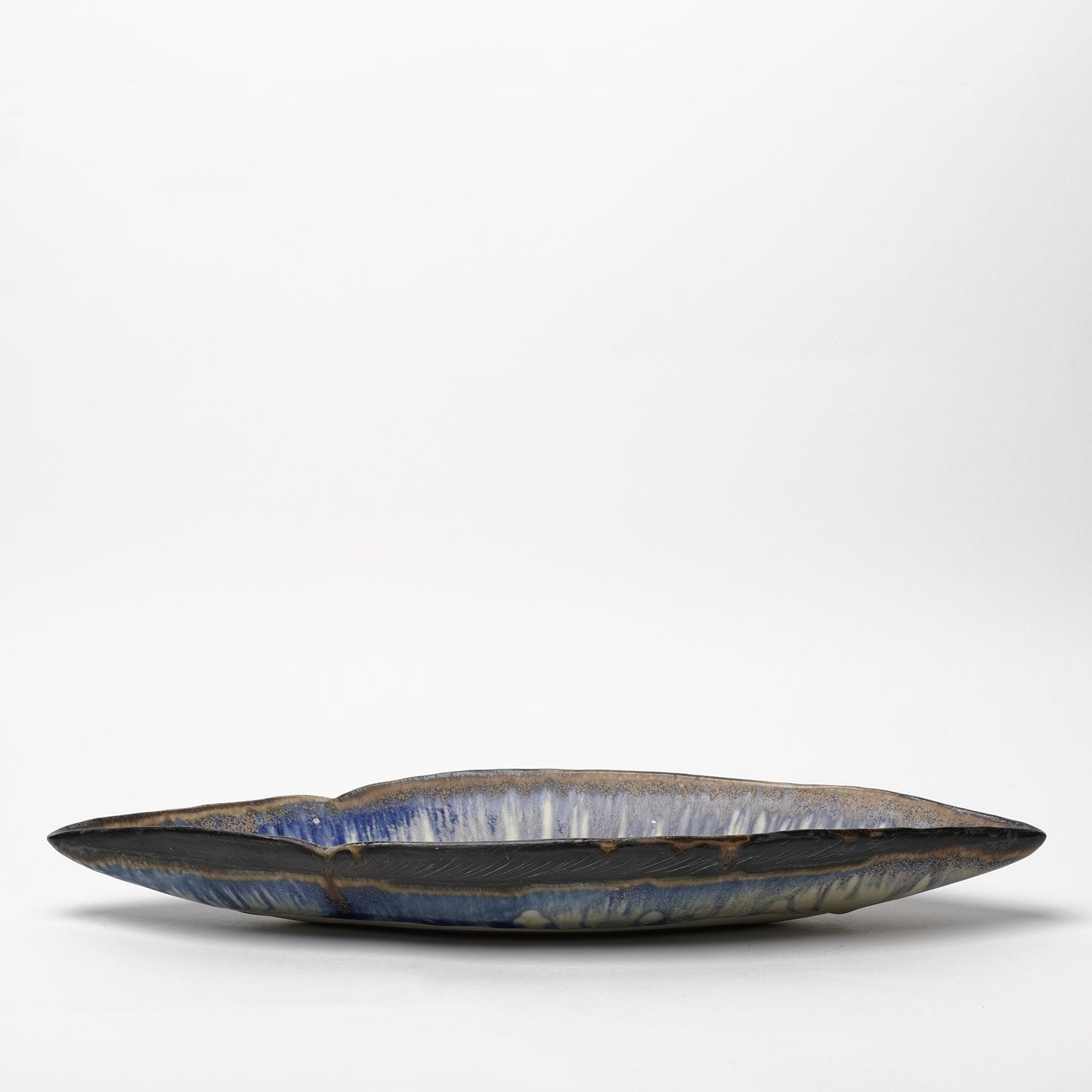 Nobuhito Nakaoka Colored Ash Glaze Leaf Shaped Bowl