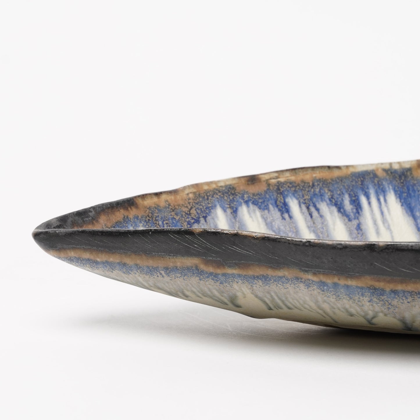 Nobuhito Nakaoka Colored Ash Glaze Leaf Shaped Bowl