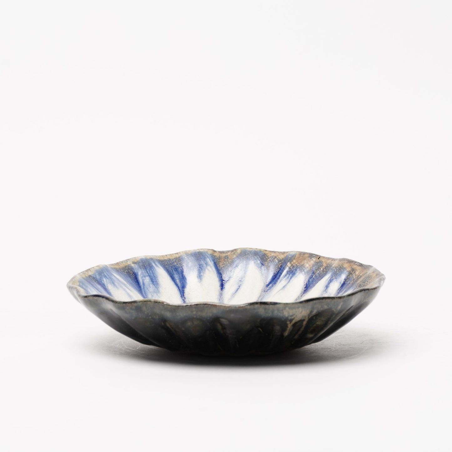 Nobuhito Nakaoka Colored Ash Glaze Flower Shaped Bowl