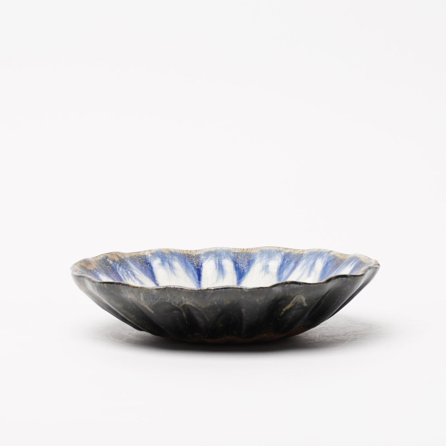 Nobuhito Nakaoka Colored Ash Glaze Flower Shaped Bowl