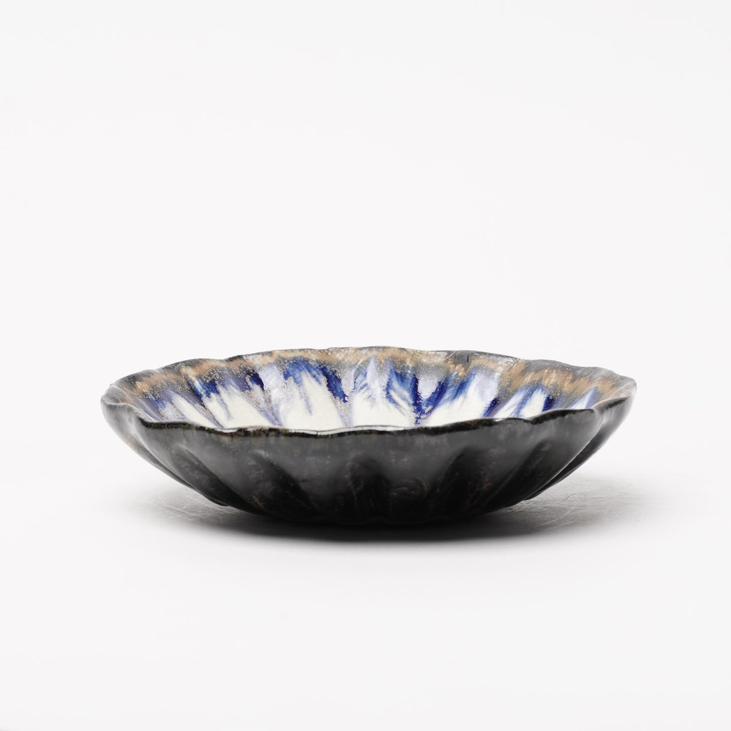 Nobuhito Nakaoka Colored Ash Glaze Flower Shaped Bowl