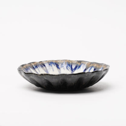 Nobuhito Nakaoka Colored Ash Glaze Flower Shaped Bowl
