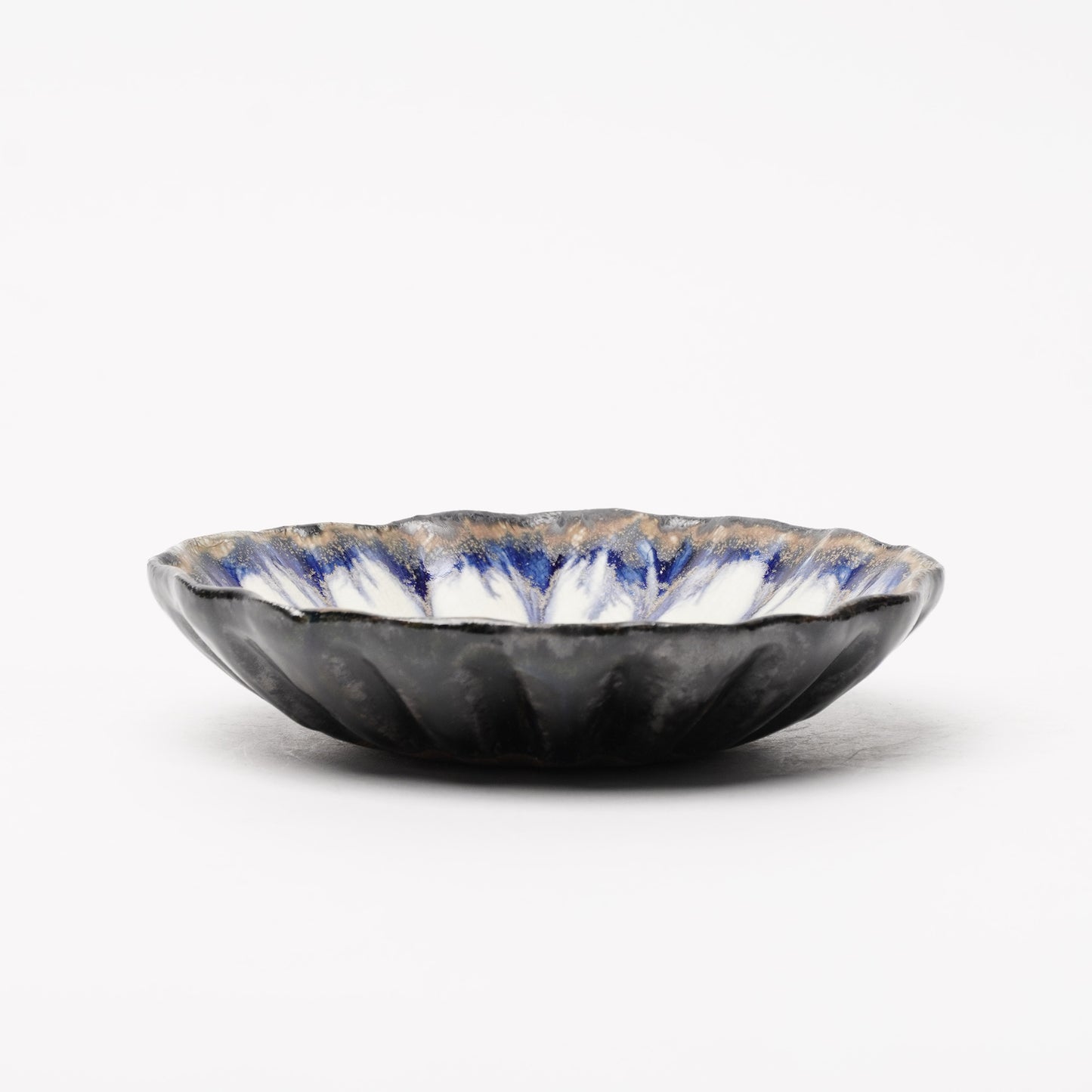 Nobuhito Nakaoka Colored Ash Glaze Flower Shaped Bowl