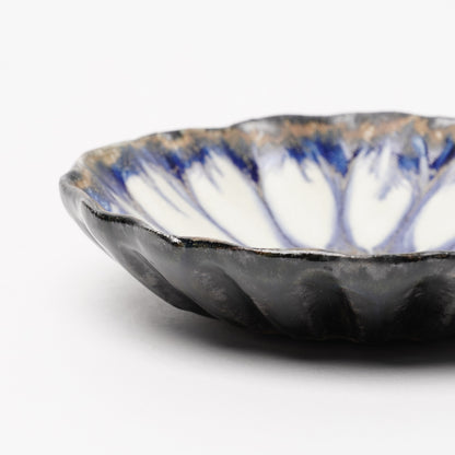 Nobuhito Nakaoka Colored Ash Glaze Flower Shaped Bowl