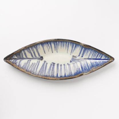 Nobuhito Nakaoka Colored Ash Glaze Leaf Shaped Bowl