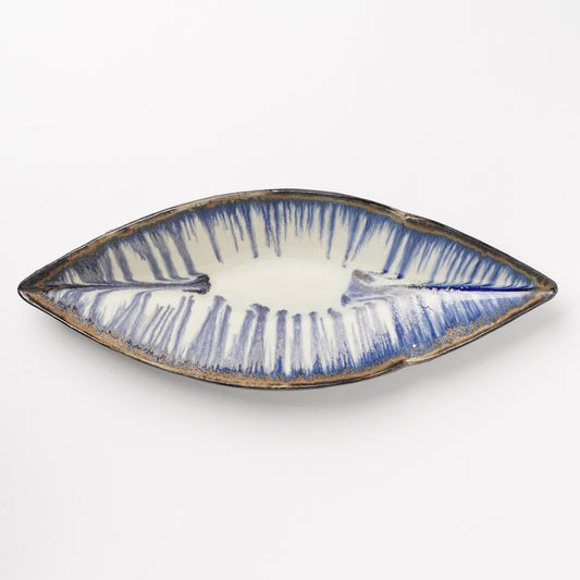 Nobuhito Nakaoka Colored Ash Glaze Leaf Shaped Bowl