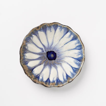 Nobuhito Nakaoka Colored Ash Glaze Flower Shaped Bowl
