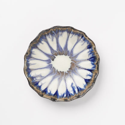 Nobuhito Nakaoka Colored Ash Glaze Flower Shaped Bowl