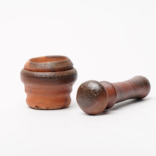 Ichiro Mori Spice Mill With lid Pestle Bizen Woodfired