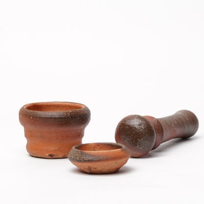 Ichiro Mori Spice Mill With lid Pestle Bizen Woodfired