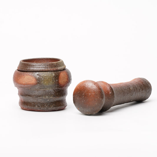 Ichiro Mori Spice Mill With lid Pestle Bizen Woodfired
